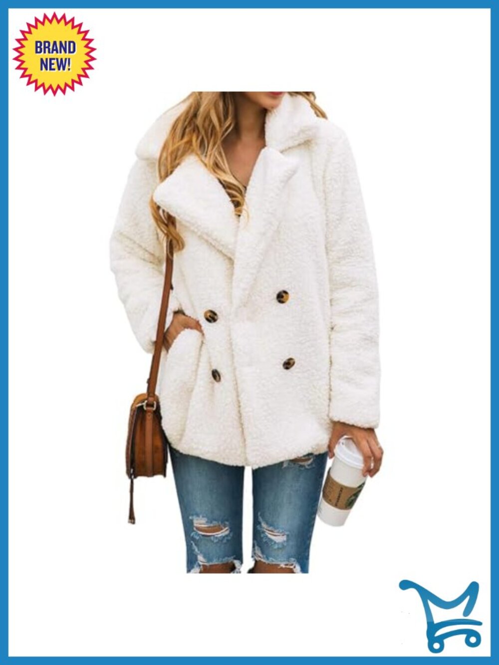 Women's Sherpa Fleece Faux Fur Shearling Oversized Trendy Jacket Winter Coat